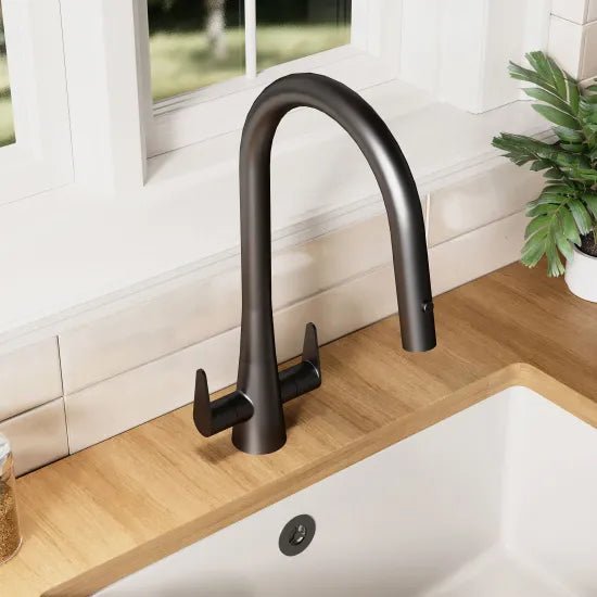Nuie Samir Mono Kitchen Sink Mixer Tap Dual Lever Handle - Trusted Building Supplies