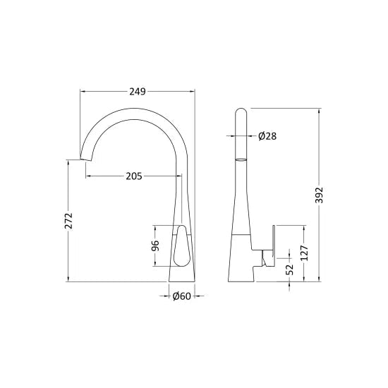 Nuie Samir Mono Kitchen Sink Mixer Tap Single Lever Handle - Trusted Building Supplies