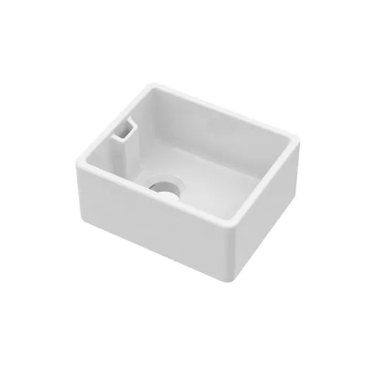 Nuie White Belfast Fireclay Kitchen Sink 1 Bowl - 460mm x 380mm - Trusted Building Supplies