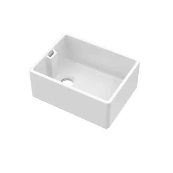 Nuie White Belfast Fireclay Kitchen Sink 1 Bowl - 595mm x 455mm - Trusted Building Supplies