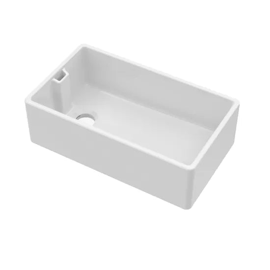 Nuie White Belfast Fireclay Kitchen Sink 1 Bowl - 795mm x 460mm - Trusted Building Supplies
