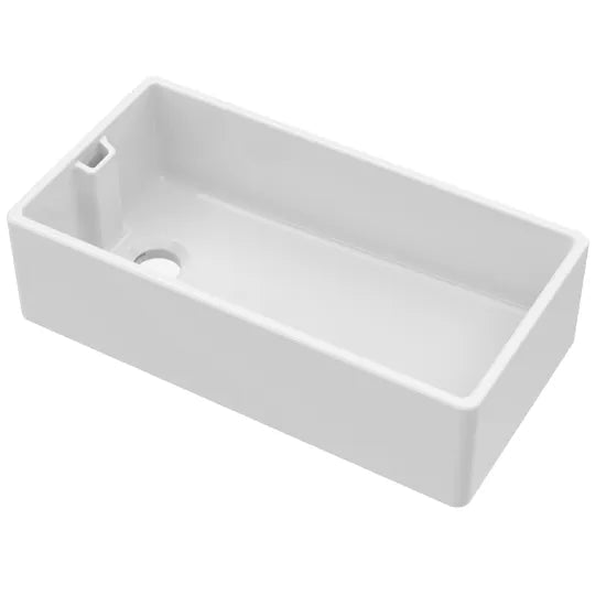 Nuie White Belfast Fireclay Kitchen Sink 1 Bowl - 895mm x 460mm - Trusted Building Supplies