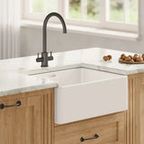 Nuie White Belfast Fireclay Kitchen Sink 1 Bowl with Overflow - 595mm x 450mm - Trusted Building Supplies
