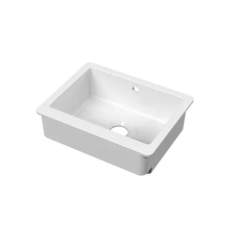 Nuie White Butler Overmount Fireclay Kitchen Sink 1 Bowl with Overflow - 595mm x 460mm - Trusted Building Supplies