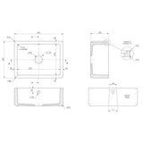 Nuie White Butler Thick Edged Kitchen Sink with Overflow 1 Bowl - 595mm x 450mm - Trusted Building Supplies