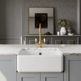 Nuie White Butler Thick Edged Kitchen Sink with Overflow 1 Bowl - 595mm x 450mm - Trusted Building Supplies