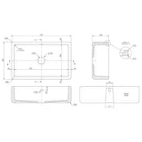 Nuie White Butler Thick Edged Kitchen Sink with Overflow 1 Bowl - 795mm x 500mm - Trusted Building Supplies