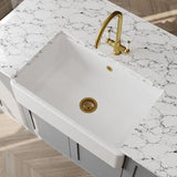 Nuie White Butler Thick Edged Kitchen Sink with Overflow 1 Bowl - 795mm x 500mm - Trusted Building Supplies