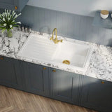 Nuie White Inset Fireclay Kitchen Sink 1 Bowl - 1010mm x 525mm - Trusted Building Supplies