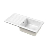 Nuie White Inset Fireclay Kitchen Sink 1 Bowl - 1010mm x 525mm - Trusted Building Supplies