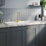 Nuie White Inset Fireclay Kitchen Sink 1 Bowl - 1010mm x 525mm - Trusted Building Supplies