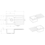 Nuie White Inset Fireclay Kitchen Sink 1 Bowl - 865mm x 435mm - Trusted Building Supplies