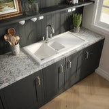 Nuie White Inset Fireclay Kitchen Sink 1.5 Bowl - 1010mm x 525mm - Trusted Building Supplies