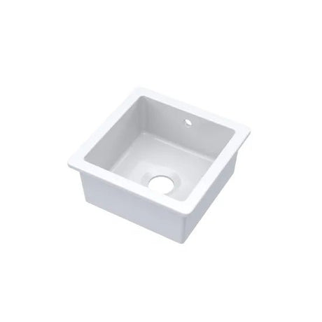 Nuie White Undermount Fireclay Kitchen Sink 1 Bowl with Overflow - 457mm x 457mm - Trusted Building Supplies