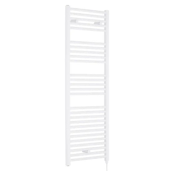Nuie White Vertical Electric Heated Towel Rail - 1375mm x 480mm - Trusted Building Supplies