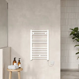 Nuie White Vertical Electric Heated Towel Rail - 720mm x 400mm - Trusted Building Supplies