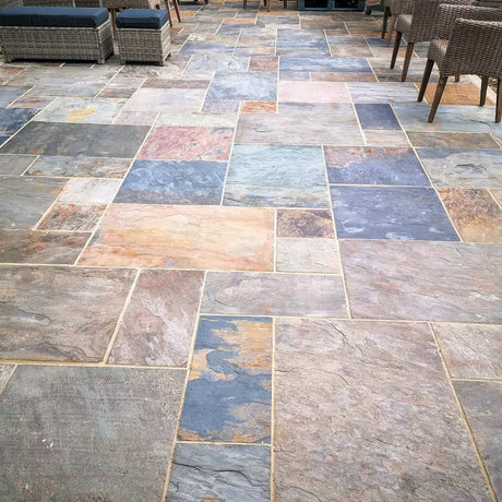 Pave World Traditional Rustic Gold Sandstone Slate Patio Paving Pack - 19.5m2 - Trusted Building Supplies