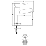 Pure Chrome Mono Basin Mixer Tap with Push Button Waste - Trusted Building Supplies