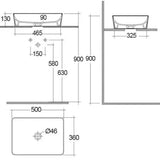 RAK Feeling Rectangular Counter Tap Wash Basin - 500mm - Trusted Building Supplies