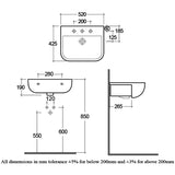 RAK Series 600 1 Tap Hole Semi Recessed Basin - 520mm - Trusted Building Supplies