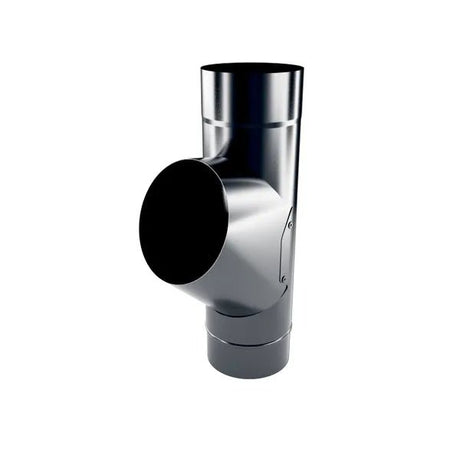 RoofArt 87mm Round Anthracite Grey Steel Downpipe Branch - Trusted Building Supplies